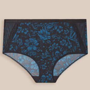 NWT Torrid Second Skin Mid-Rise Brief Panty  Scenic skeleton floral black Size 4